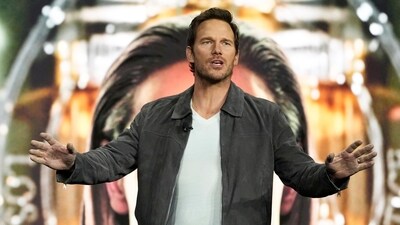 Chris Pratt, a cast member in the upcoming science fiction film Mercy, discusses the film at CinemaCon, (AP) Chris Pratt, a cast member in the upcoming science fiction film Mercy, discusses the film at CinemaCon, (AP)