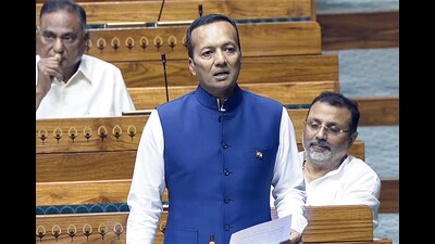 Bharatiya Janata Party (BJP) MP Naveen Jindal speaks in the Lok Sabha during the Budget Session of Parliament in New Delhi on Thursday. (ANI)
