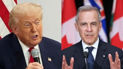 US President Donald Trump and Canadian PM Mark Carney. (AFP, Reuters) US President Donald Trump and Canadian PM Mark Carney. (AFP, Reuters)