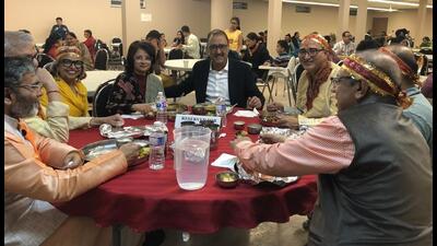Edmonton Mayor Amarjeet Sohi (centre), who is returning to Federal politics, at a community function in March. (Amarjeet Sohi/X) Edmonton Mayor Amarjeet Sohi (centre), who is returning to Federal politics, at a community function in March. (Amarjeet Sohi/X)