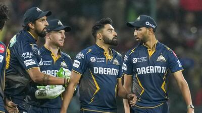 Gujarat Titans' Mohammed Siraj celebrates a dismissal. (PTI)