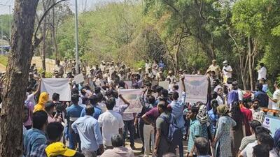 On April 2, some protestors attempted to enter the university campus but were stopped by police. (PTI file photo)