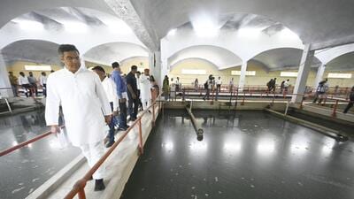 Parvesh Verma at the Wazirabad water treatment plant. (Sanjeev Verma/HT Photo) Parvesh Verma at the Wazirabad water treatment plant. (Sanjeev Verma/HT Photo)
