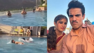 Rasha Thadani and Mohit Malik in a BTS video Rasha Thadani and Mohit Malik in a BTS video