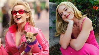 Reese Witherspoon as Elle Woods; Lexi Minetree in her 'manifestation shoot' as Elle Woods Reese Witherspoon as Elle Woods; Lexi Minetree in her 'manifestation shoot' as Elle Woods
