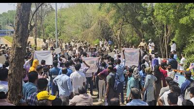 Students and teachers associations have opposed plans to develop the 400-acre land parcel near the university. (PTI) Students and teachers associations have opposed plans to develop the 400-acre land parcel near the university. (PTI)
