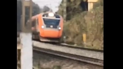 A BMTC bus got struck on a railway track near Bengaluru's Kengeri while the Vande Bharat train was approaching. A BMTC bus got struck on a railway track near Bengaluru's Kengeri while the Vande Bharat train was approaching.