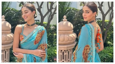 Ananya Panday brings in both fresh and old-world energy with this look for trailer launch. (Instagram) Ananya Panday brings in both fresh and old-world energy with this look for trailer launch. (Instagram)