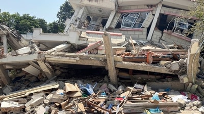Damaged buildings are seen in the aftermath of Friday's earthquake in Naypyitaw, Myanmar, Wednesday, April 2, 2025. (AP) Damaged buildings are seen in the aftermath of Friday's earthquake in Naypyitaw, Myanmar, Wednesday, April 2, 2025. (AP)