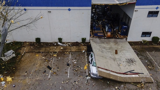 In the US, violent storms and tornadoes ripped across communities from Oklahoma to Indiana, smashing homes and launching debris up to five miles (8 kilometers) in the air in one location. This could be a record-setting stretch of flooding and catastrophic weather in the US. (AP)