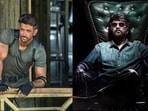 Hrithik Roshan and Rajinikanth in stills from War and Coolie.