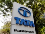 A Tata Motors logo is pictured outside the company showroom in Mumbai, India.