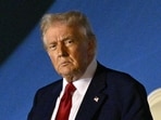 US President Donald Trump steps off Air Force One upon arrival at Palm Beach International Airport in West Palm Beach, Florida on April 3, 2025. Trump is heading to his Mar-a-Lago resort. 