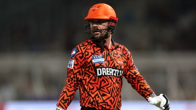 Sunrisers Hyderabad's Travis Head walks off after losing his wicket off the bowling of Kolkata Knight Riders' Vaibhav Arora (REUTERS)