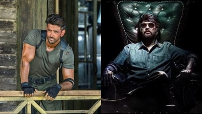 Hrithik Roshan and Rajinikanth in stills from War and Coolie. Hrithik Roshan and Rajinikanth in stills from War and Coolie.