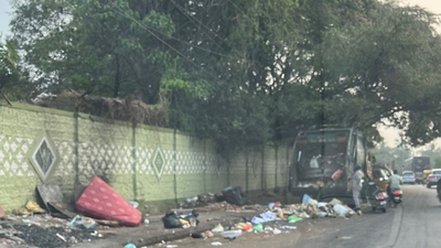 Several users took to social media platform X, sharing photos that showed garbage trucks lined up and piles of waste dumped outside the park. (X/@Sharmilakharab)