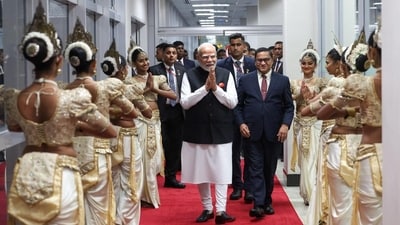 Prime Minister Narendra Modi at the Colombo Airport. (X/narendramodi) Prime Minister Narendra Modi at the Colombo Airport. (X/narendramodi)