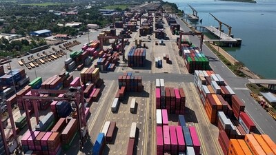 Shipping containers at the Phnom Penh Autonomous Port in Vietnam on April 3. (AFP) Shipping containers at the Phnom Penh Autonomous Port in Vietnam on April 3. (AFP)