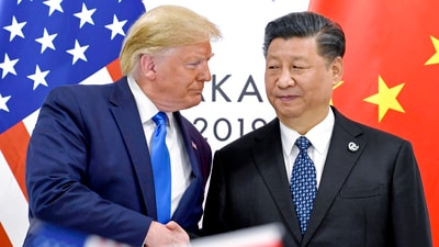 President Donald Trump, left, shakes hands with China's President Xi Jinping during a meeting on the sidelines of the G-20 summit in Osaka, Japan, June 29, 2019. (AP) President Donald Trump, left, shakes hands with China's President Xi Jinping during a meeting on the sidelines of the G-20 summit in Osaka, Japan, June 29, 2019. (AP)