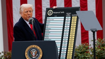 U.S. President Donald Trump delivers remarks on tariffs in the Rose Garden at the White House in Washington, D.C., U.S., April 2, 2025. (REUTERS)