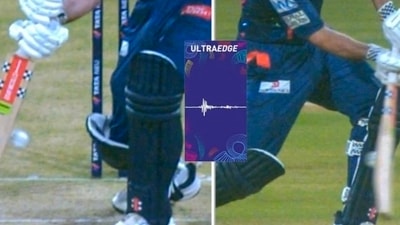 Mitchell Marsh edged the ball in the first over of the match against MI (X) Mitchell Marsh edged the ball in the first over of the match against MI (X)