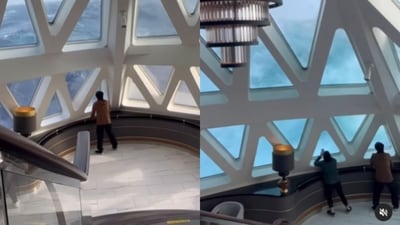 Cruise passengers faced 40-ft waves in Drake Passage. The viral video showed the ship swaying. (Instagram/lesleyannemurphy) Cruise passengers faced 40-ft waves in Drake Passage. The viral video showed the ship swaying. (Instagram/lesleyannemurphy)
