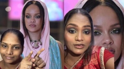 Kolhapur makeup artist stunned Instagram by transforming into Rihanna, nailing the pop star’s Ambani bash look with jaw-dropping accuracy. (Instagram/sonali_mehndi) Kolhapur makeup artist stunned Instagram by transforming into Rihanna, nailing the pop star’s Ambani bash look with jaw-dropping accuracy. (Instagram/sonali_mehndi)
