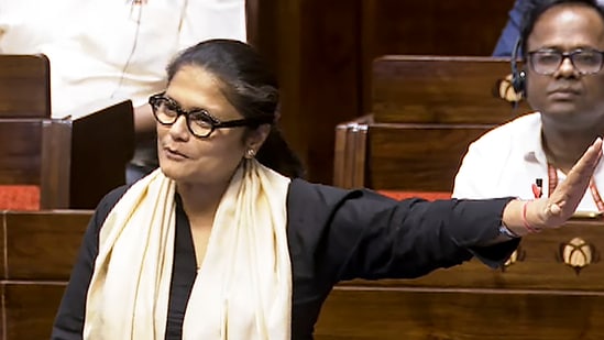 Earlier on Thursday, the Lok Sabha had given a nod to the bill. While the Narendra Modi government has repeatedly defended the bill, the opposition has termed it ‘unconstitutional’. In pic: TMC MP Sushmita Dev speaks in the Rajya Sabha during the Budget session of Parliament, in New Delhi, Thursday, April 3, 2025.(PTI)