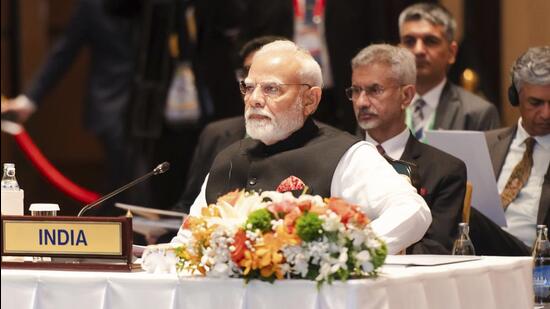 Prime Minister Narendra Modi at the Bimstec summit in Bangkok on Friday (Thailand's Foreign Affairs Ministry via AP)