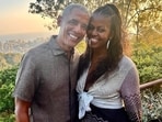 Former US president Barack Obama with wife Michelle Obama Former US president Barack Obama with wife Michelle Obama