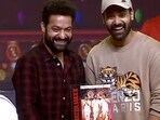 Jr NTR and Narne Nithiin posed for photos together when the former pinched the latter.