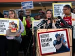 Jennifer Vasquez Sura, the wife of Kilmar Abrego Garcia of Maryland, who was mistakenly deported to El Salvador, speaks during a news conference at CASA's Multicultural Center in Hyattsville, Md, on Friday, April 4. Jennifer Vasquez Sura, the wife of Kilmar Abrego Garcia of Maryland, who was mistakenly deported to El Salvador, speaks during a news conference at CASA's Multicultural Center in Hyattsville, Md, on Friday, April 4.
