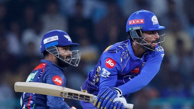 Tilak Varma struggled through his innings of 25(24) against LSG at Ekana Stadium (REUTERS)