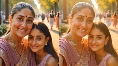 Though Kareena Kapoor is a mother to two sons, AI has given a glimpse of her being a girl mom and fans think she looks too realistic in the old version of herself. (Instagram) Though Kareena Kapoor is a mother to two sons, AI has given a glimpse of her being a girl mom and fans think she looks too realistic in the old version of herself. (Instagram)