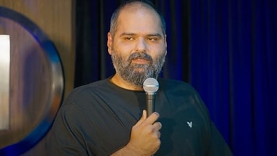 Kunal Kamra was booked on a complaint by Shiv Sena MLA Murji Patel for his alleged defamatory remark against Eknath Shinde during a show. (HT_PRINT) Kunal Kamra was booked on a complaint by Shiv Sena MLA Murji Patel for his alleged defamatory remark against Eknath Shinde during a show. (HT_PRINT)