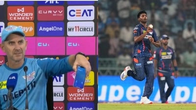 Justin Langer picks up reporter's mother's call during press conference and then shares big update on LSG pacer Mayank Yadav. (X Image @IPL and PTI) Justin Langer picks up reporter's mother's call during press conference and then shares big update on LSG pacer Mayank Yadav. (X Image @IPL and PTI)