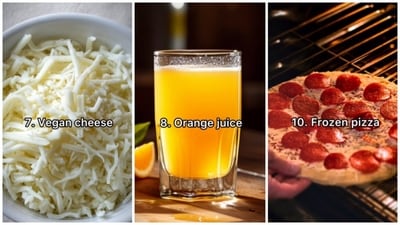 Vegan cheese, orange juice and frozen pizza can be nutritional minefields. Here are some of the unhealthiest food options as per a fitness coach. (Instagram/ Lars Meidell) Vegan cheese, orange juice and frozen pizza can be nutritional minefields. Here are some of the unhealthiest food options as per a fitness coach. (Instagram/ Lars Meidell)