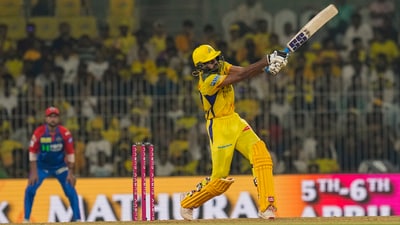 Vijay Shankar was given as many as three chances at the other end, being dropped twice and surviving an LBW appeal off just the second ball of his innings against Starc. DC would've overturned that call from the umpire had they reviewed it but they chose not to. (PTI) Vijay Shankar was given as many as three chances at the other end, being dropped twice and surviving an LBW appeal off just the second ball of his innings against Starc. DC would've overturned that call from the umpire had they reviewed it but they chose not to. (PTI)