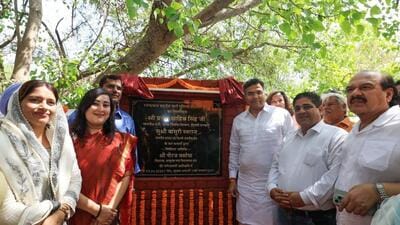Parvesh Verma and BJP MP Bansuri Swaraj lay the foundation stone of a culvert bridge at Ratan Lal Sahdev Marg on Saturday. (ANI) Parvesh Verma and BJP MP Bansuri Swaraj lay the foundation stone of a culvert bridge at Ratan Lal Sahdev Marg on Saturday. (ANI)