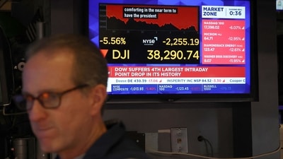 A trader works on the floor of the New York Stock Exchange April 4, 2025, in New York. Wall Street stocks suffered another bruising sell-off April 4, as major indices slumped more than five per cent following President Donald Trump's aggressive tariff policies. (AFP) A trader works on the floor of the New York Stock Exchange April 4, 2025, in New York. Wall Street stocks suffered another bruising sell-off April 4, as major indices slumped more than five per cent following President Donald Trump's aggressive tariff policies. (AFP)