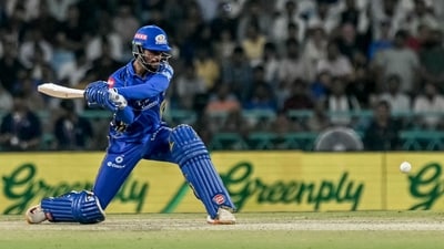 Tilak Varma scored 25 runs off 23 balls against LSG. (AFP) Tilak Varma scored 25 runs off 23 balls against LSG. (AFP)