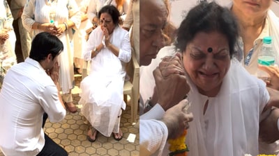 Manoj Kumar's wife breaks down as she gives last respects to late actor.