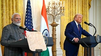 US President Donald Trump and Prime Minister Narendra Modi during a joint press conference in the East Room of the White House in Washington DC on February 13, 2025. (AFP) US President Donald Trump and Prime Minister Narendra Modi during a joint press conference in the East Room of the White House in Washington DC on February 13, 2025. (AFP)