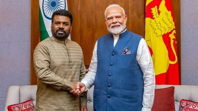In this handout photograph taken on April 5, 2025 and released by Sri Lanka's President office, Sri Lanka's President Anura Kumara Dissanayake (L) shakes hands with India's Prime Minister Narendra Modi after a bilateral meeting at the president's office in Colombo. (AFP) In this handout photograph taken on April 5, 2025 and released by Sri Lanka's President office, Sri Lanka's President Anura Kumara Dissanayake (L) shakes hands with India's Prime Minister Narendra Modi after a bilateral meeting at the president's office in Colombo. (AFP)
