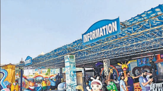 The amusement rides were shut for investigation purposes, but the section with water rides remained open to customers, police and the management of the recreational facility said. (HT Photo)