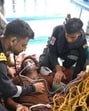 INS Trikand intercepted a distress call from the Iranian boat Al Omeedi and found that the fisherman had sustained severe injuries to his fingers while working on the engine and was in critical condition (X/Indian Navy)