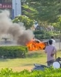The biker jumped off the two-wheeler in the nick of time. (HT)