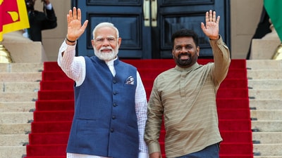 Prime Minister Narendra Modi and Sri Lankan President Anura Kumara Dissanayake at the Presidential Secretariat, in Colombo on Saturday. (ANI) Prime Minister Narendra Modi and Sri Lankan President Anura Kumara Dissanayake at the Presidential Secretariat, in Colombo on Saturday. (ANI)