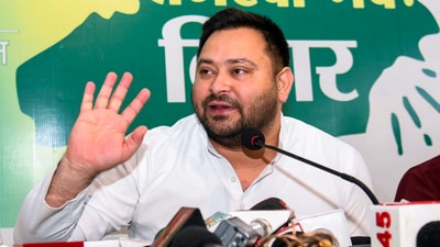 LoP in Bihar Assembly and Rashtriya Janata Dal leader Tejashwi Yadav addresses a press conference, at party office in Patna on Saturday. (ANI) LoP in Bihar Assembly and Rashtriya Janata Dal leader Tejashwi Yadav addresses a press conference, at party office in Patna on Saturday. (ANI)
