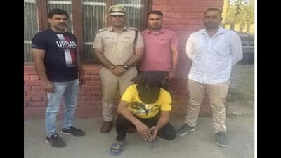 Accused in triple murder in Rohtak in police custody on Sunday. (HT Photo)
